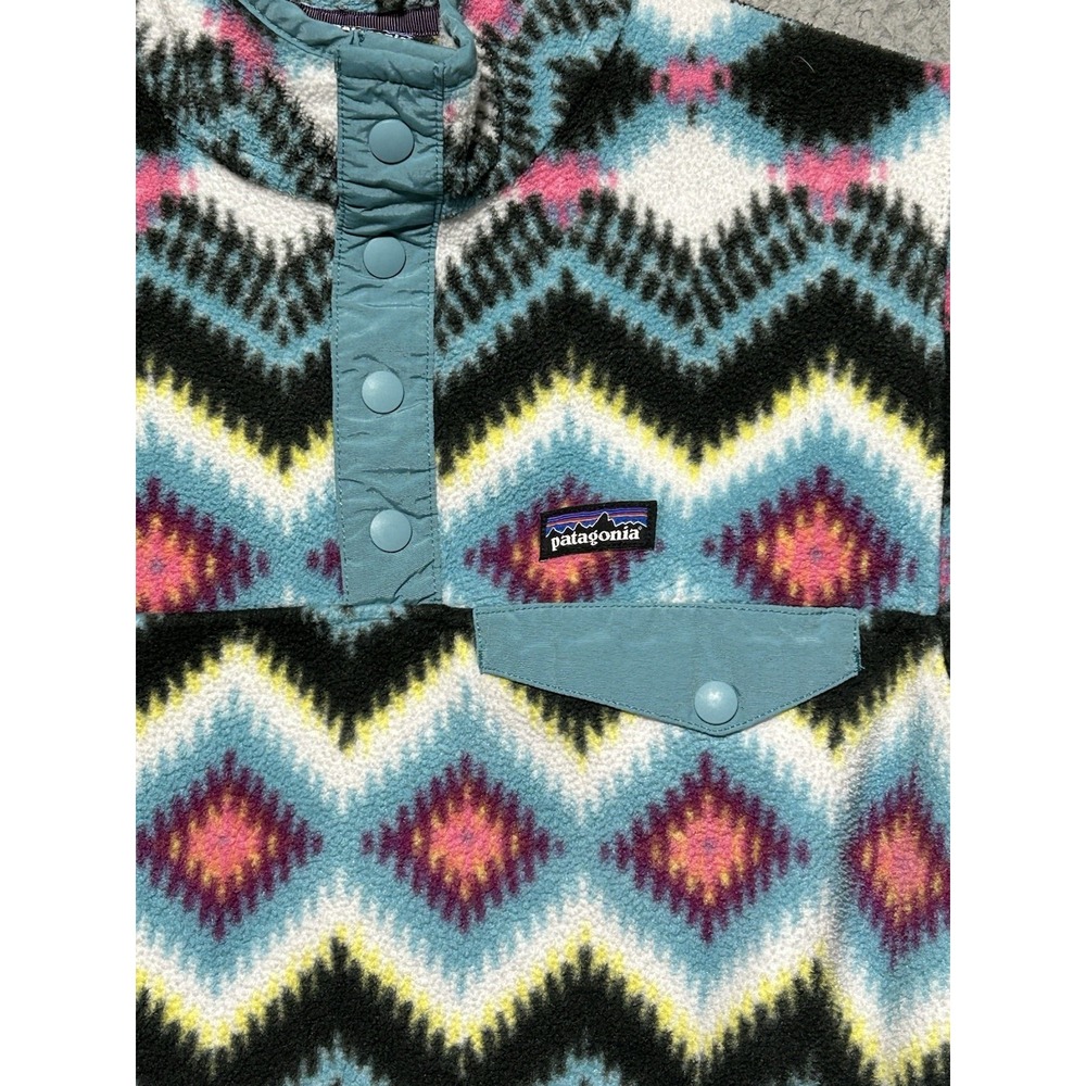 Patagonia Synchilla Youth Girls Large‎ Lightweight Aztec Snap-T Fleece Pullover - Picture 2 of 14